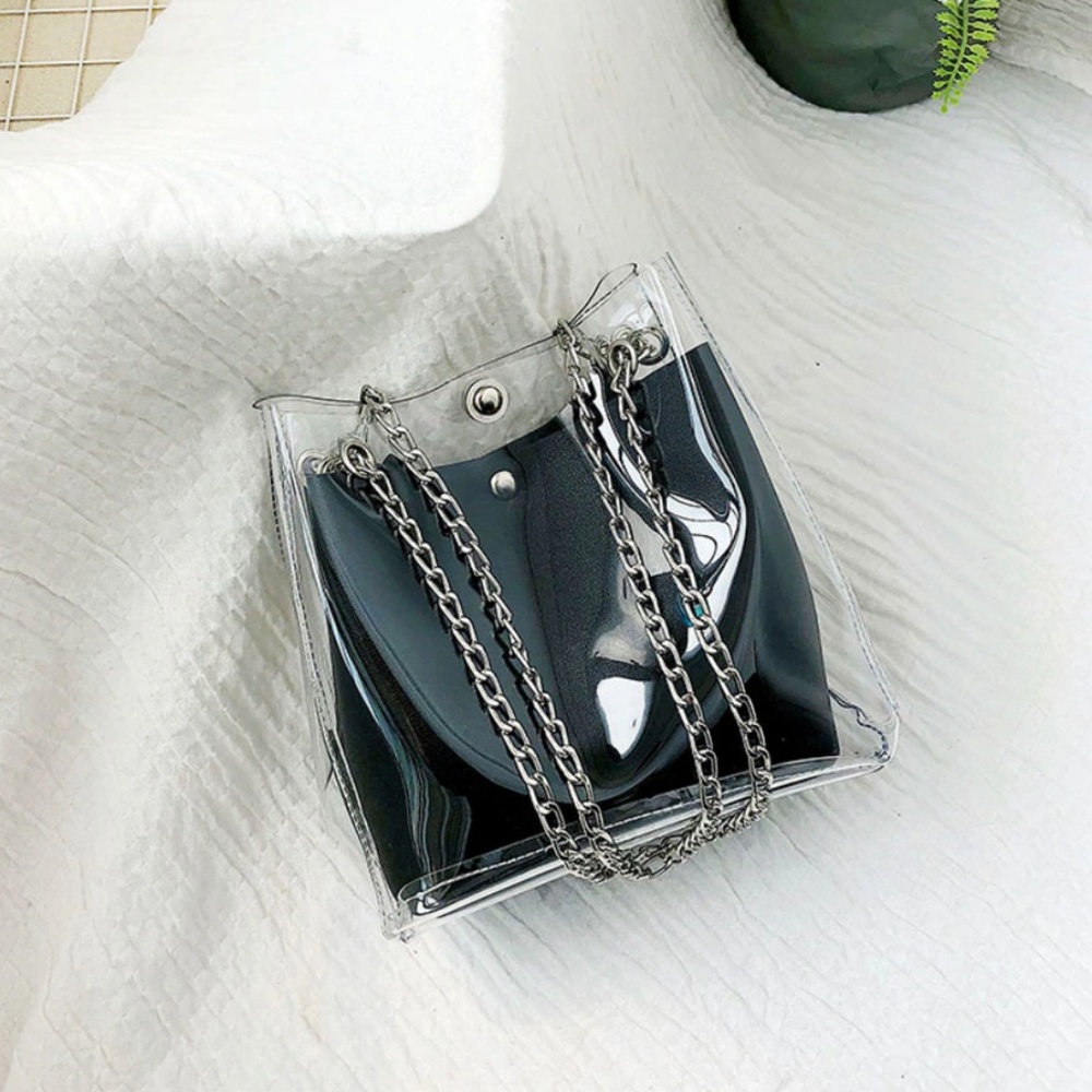 Small Bucket Purse Plastic Transparent Totes - Picture 2 of 3
